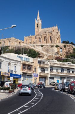 Church in town Mgarr - Gozo, Malta clipart