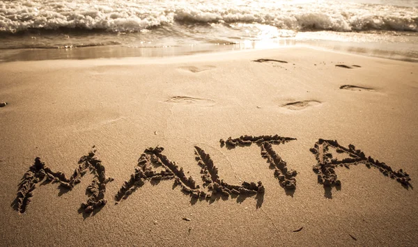 Text Malta on the beach — Stock Photo, Image