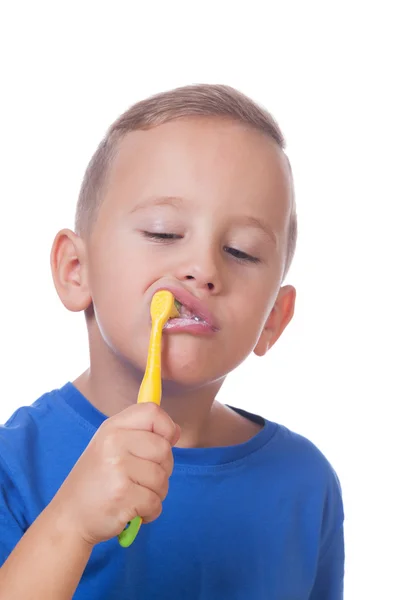 Παιδί με οδοντόβουρτσα — Φωτογραφία Αρχείου