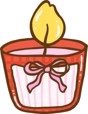 El çizimi Coquette Kokulu Mum Kırmızı Tutucu Kupasında kurdele ile