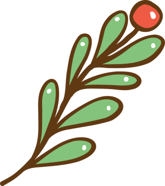 Noel Karikatür Böğürtlen ve Yapraklar