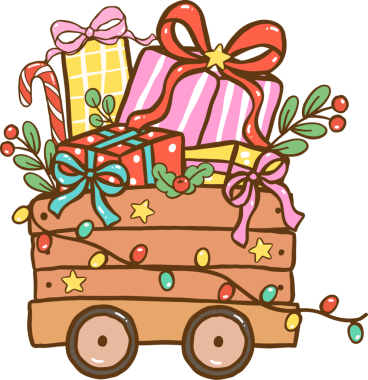 Hediyelerle dolu Noel Vagonu Catoon El Çizimi