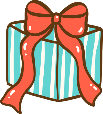 Çizgili Yeşil ve Beyaz Kırmızı Fiyonklu Hediye Kutusu