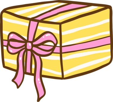 Çizgili Sarı ve Pembe Fiyonklu Beyaz Hediye Kutusunun Doğumgünü İllüstrasyonu