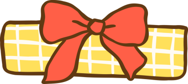 Kırmızı Yay Çizgili Şirin Sarı Hediye Kutusu Çizimi