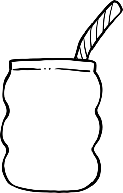 Kibrit Hattı El Çizimi, Kıvrımlı Dalgalı içecek kupası Samanla.