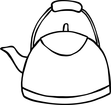 Çaydanlık Ana Hattı Siyah beyaz el çizildi