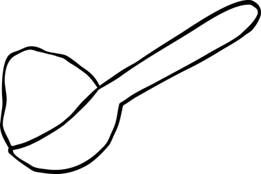 Bir kaşık pudra şekeri Siyah ve beyaz el çizimi