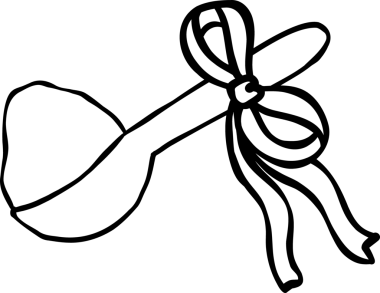 Kurdeleli kaşık dolusu pudra Siyah ve beyaz el çizimi