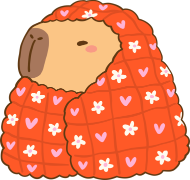 Kawaii Cozy Kış Kapibarası Battaniyeli Çizgi Film El Çizimi