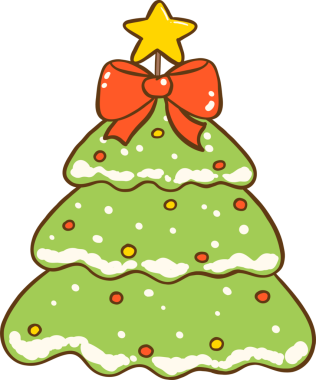 Kawaii Noel Ağacı Yıldız ve Yay Çizgili El