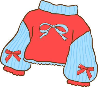 Kırmızı Fiyonklu Coquette Cozy Kış Kazağı Çizgili El Çizimi