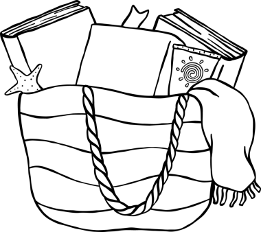 Kitap Okuma Yazı Sahil Çantasının Çizgi Roman El Çizimi