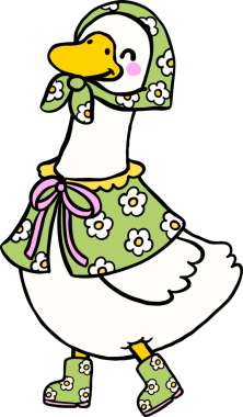 Karikatür Yayı Aptal Kaz Çiçekli kulübe kıyafeti Giyiyor Kostüm Çizimi