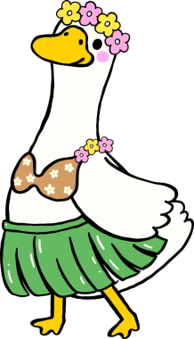 Hula kostümü ve Lei Çizgi Filmi Elleri Giyen Aptal Kaz Yazı