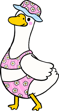 Yazın Aptal Kaz Bikini Giyer ve Şapka Çizer El Çizer