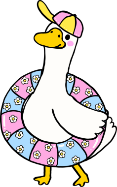 Yüzme Yüzüğü Giyen Aptal Kaz ve Çizgi Film Elleri