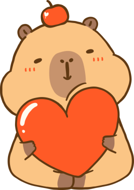 Sevimli Valentine Capybara Kalbi Tutan Çizgi El Çizimi Çizim