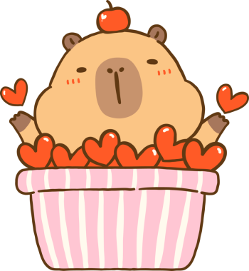 Kawaii Valentine Capybara in Hearts Cup Çizgi Film El Çizimi