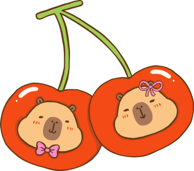 Kawaii Valentine Capybara Kirazları Çizgi Film El Çizimi