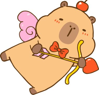 Kawaii Valentine Capybara Aşk Tanrısı Çizer El Çizimi