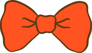 Turuncu Kırmızı Papyon Karalama El Çizimi