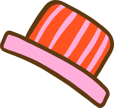 Çizgili Şapka ve Pembe Bantlı Çizgili El Çizimi Karalama