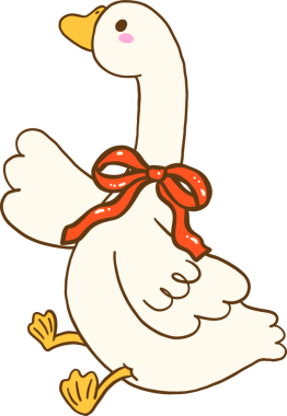 Kırmızı Kurdele Fiyonklu Sevgililer Günü Kaz Çizgi Filmi El Çizimi