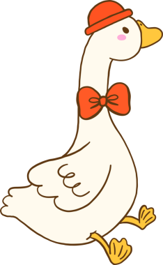 Kırmızı papyonlu ve şapkalı Sevgililer Günü Kaz 'ı Karikatür El Çizimi