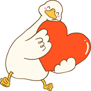 Sevgililer Günü Aptal Kaz Kırmızı Büyük Kalp Çizim Eli Tutuyor