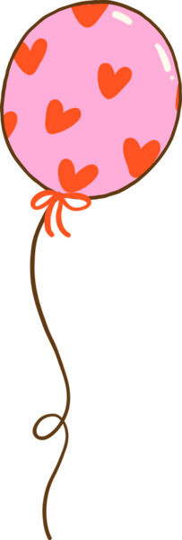 Kırmızı Kalpli Pembe Balon Çizimi