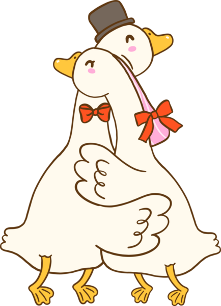 Sevgililer Günü Kazları Kaz Kaz Kaz Çizen El Çizimi