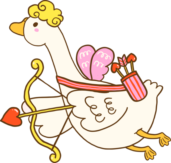 Yay ve Ok Çizili Valentine Goose Cupid