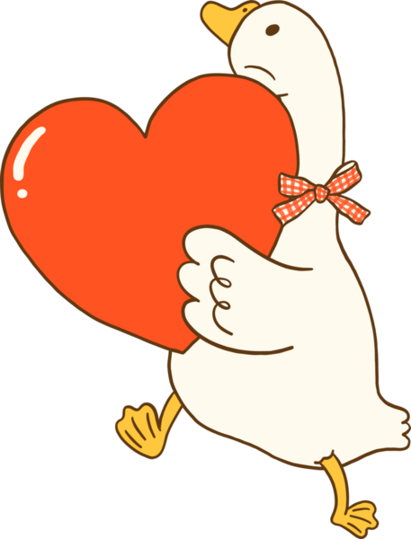 Sevgililer Günü Aptal Kaz Kırmızı Büyük Kalp Çizim Eli Tutuyor