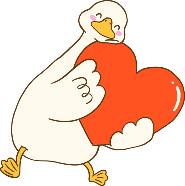 Sevgililer Günü Aptal Kaz Kırmızı Büyük Kalp Çizim Eli Tutuyor