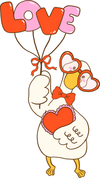 Sevgililer Günü Kuğusu Aşk Balonları Tutuyor Çizgi Film El Çizimi
