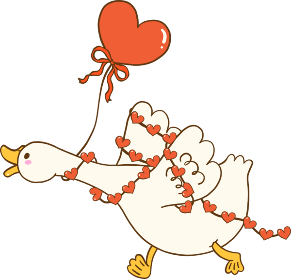 Kalp Balonu ve Çelenk Çizim Eli ile Sevgililer Günü Kaz Kaz