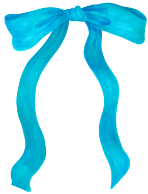 Coquette Zarif Patina mavi kurdele. Suluboya Vintage Illustration el resmi.