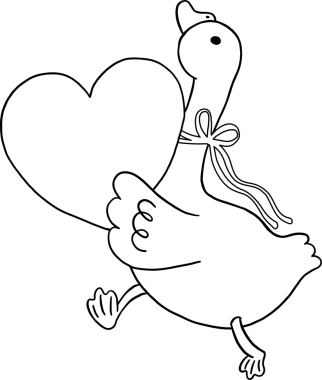 Sevgililer Günü Kaz Kaz Koca Kalp ve Koşan Çizgi Film El Çizimi