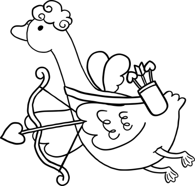 Yay ve Ok Çizili Valentine Goose Cupid