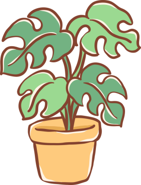 El çizimi Monstera Plant in pot Illustration
