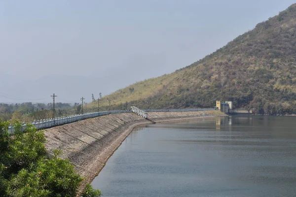 Reservoir Dam Side View Looking Awesome Sunny Midday — Stock Photo, Image