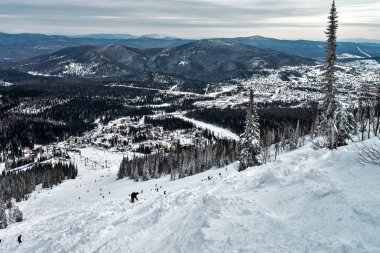 Ski resort sheregesh, kemerovo bölgesi, Rusya Federasyonu.