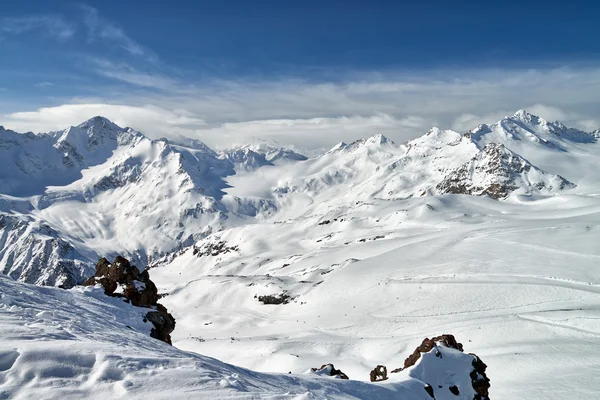 Mountain Baksan valley, Elbrus and Cheget, Russia. — Stock Photo, Image