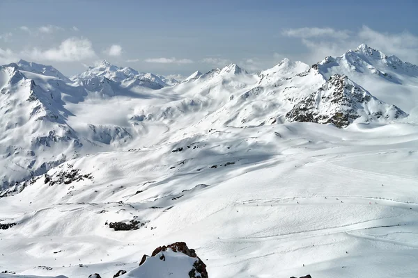 Baksan bergdal, Elbrus en Cheget, Rusland. Rechtenvrije Stockafbeeldingen