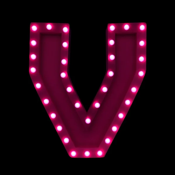 Neon letterv v — Zdjęcie stockowe