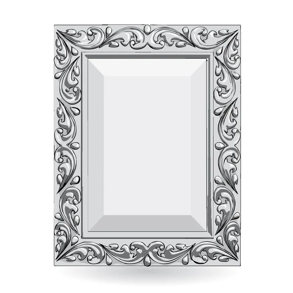 Plata vintage marco aislado sobre fondo blanco — Vector de stock