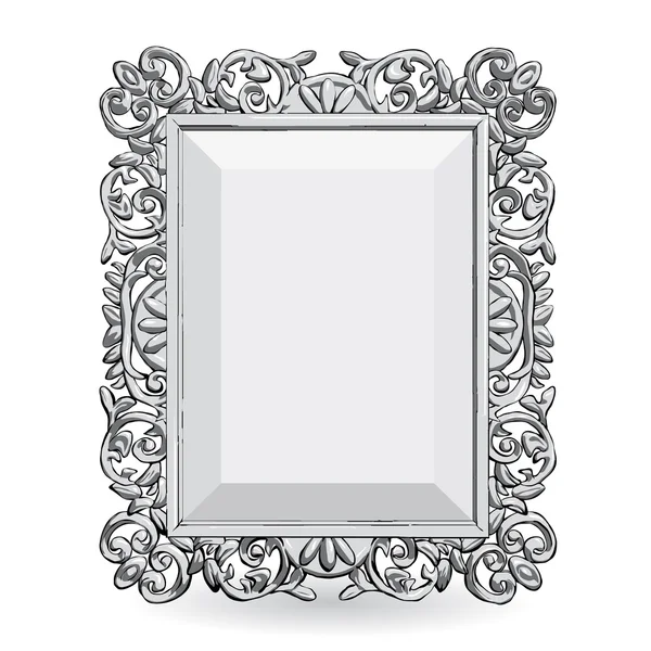 Ezüst Vintage frame izolátum a fehér háttér — Stock Vector