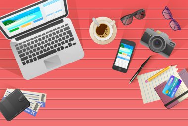 Seyahat teması düz web afiş , tatil, macera.