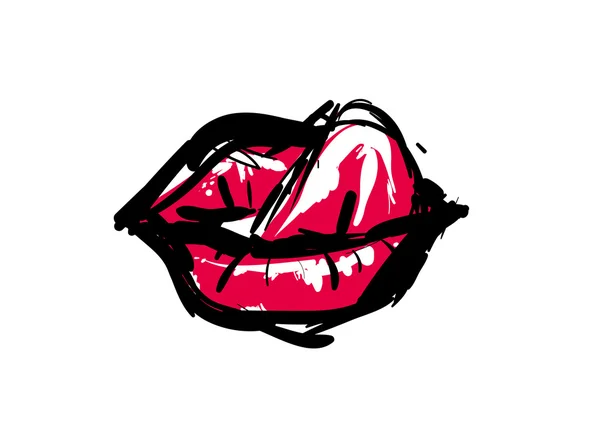 Красные губы. гламурный эскиз — стоковый вектор
